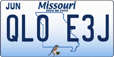 MO license plate QL0E3J
