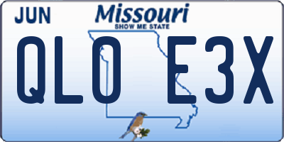 MO license plate QL0E3X