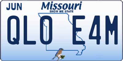MO license plate QL0E4M