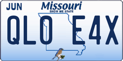 MO license plate QL0E4X