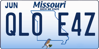 MO license plate QL0E4Z