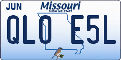 MO license plate QL0E5L
