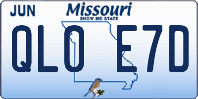 MO license plate QL0E7D