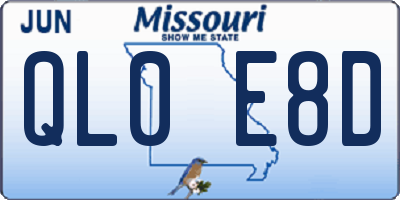 MO license plate QL0E8D