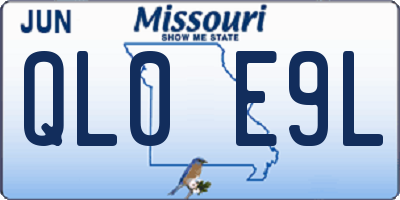 MO license plate QL0E9L