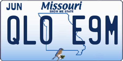 MO license plate QL0E9M