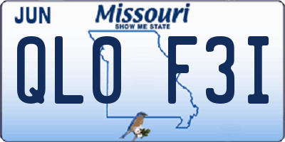 MO license plate QL0F3I
