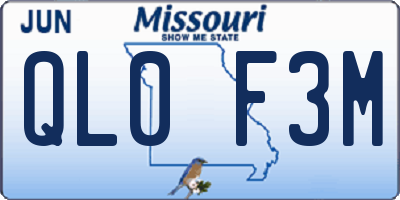MO license plate QL0F3M