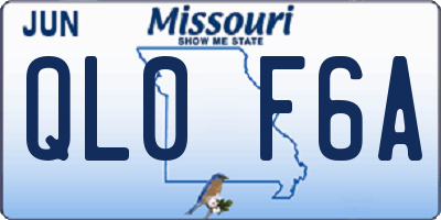 MO license plate QL0F6A