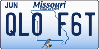 MO license plate QL0F6T