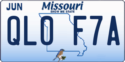 MO license plate QL0F7A