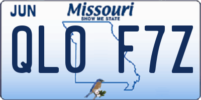 MO license plate QL0F7Z