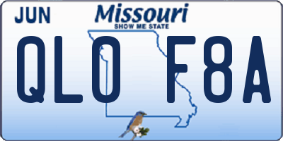 MO license plate QL0F8A