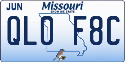 MO license plate QL0F8C