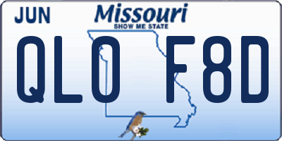 MO license plate QL0F8D