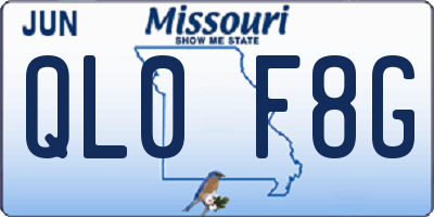 MO license plate QL0F8G