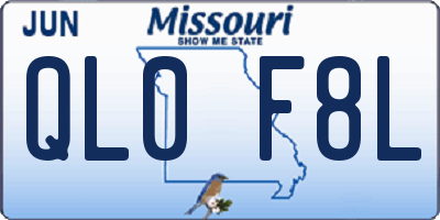 MO license plate QL0F8L