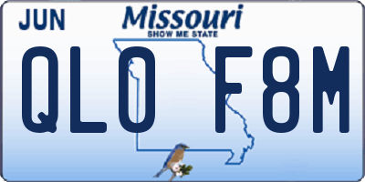 MO license plate QL0F8M