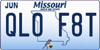 MO license plate QL0F8T