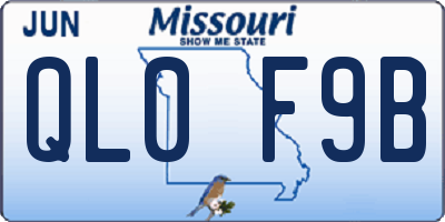 MO license plate QL0F9B