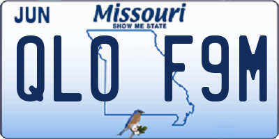 MO license plate QL0F9M