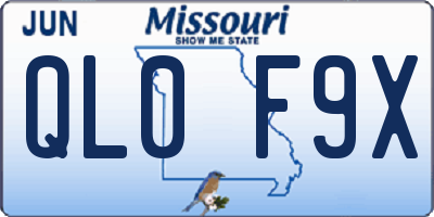 MO license plate QL0F9X