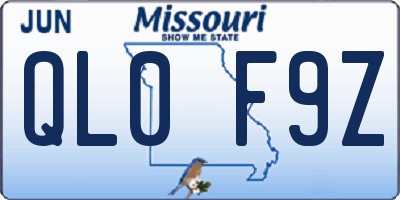 MO license plate QL0F9Z