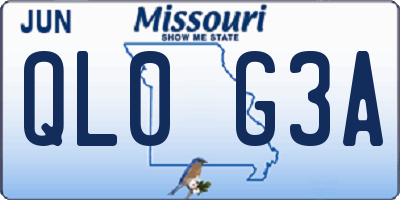 MO license plate QL0G3A