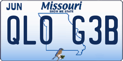 MO license plate QL0G3B
