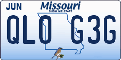 MO license plate QL0G3G