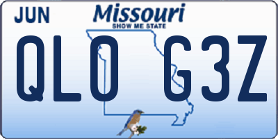 MO license plate QL0G3Z