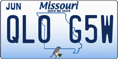 MO license plate QL0G5W