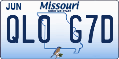 MO license plate QL0G7D