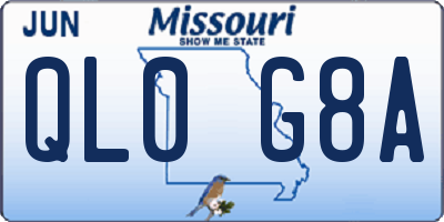 MO license plate QL0G8A