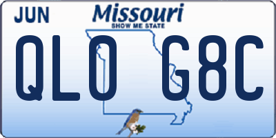 MO license plate QL0G8C