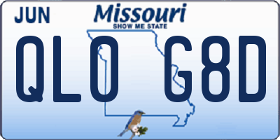 MO license plate QL0G8D