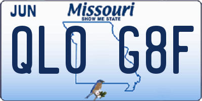 MO license plate QL0G8F