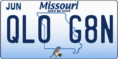 MO license plate QL0G8N