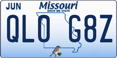 MO license plate QL0G8Z