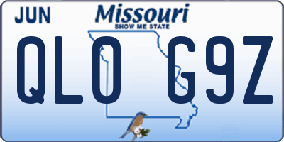 MO license plate QL0G9Z