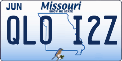 MO license plate QL0I2Z