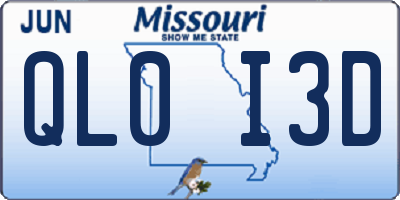 MO license plate QL0I3D