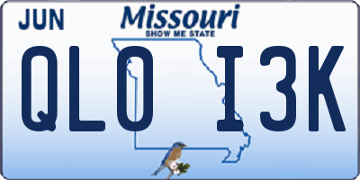 MO license plate QL0I3K