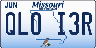 MO license plate QL0I3R