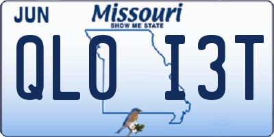 MO license plate QL0I3T