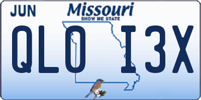 MO license plate QL0I3X