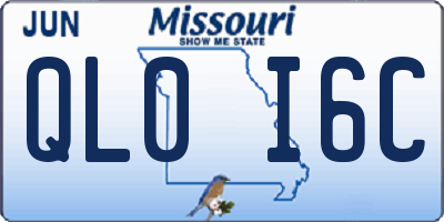 MO license plate QL0I6C