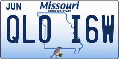 MO license plate QL0I6W