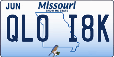 MO license plate QL0I8K