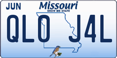 MO license plate QL0J4L